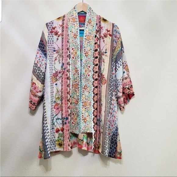 Johnny Was Maci Reversible Kimono Floral Embroidered Ikat Jacket - Picture 7 of 7